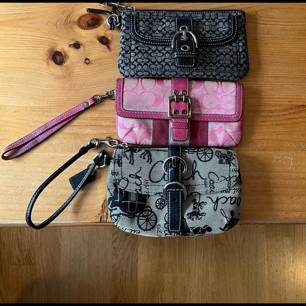 3 Coach wristlets for sale as bundle
